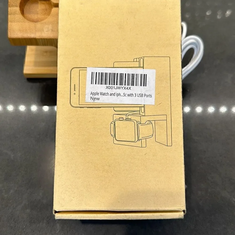 Bamboo Apple Charging Stand-NWOT